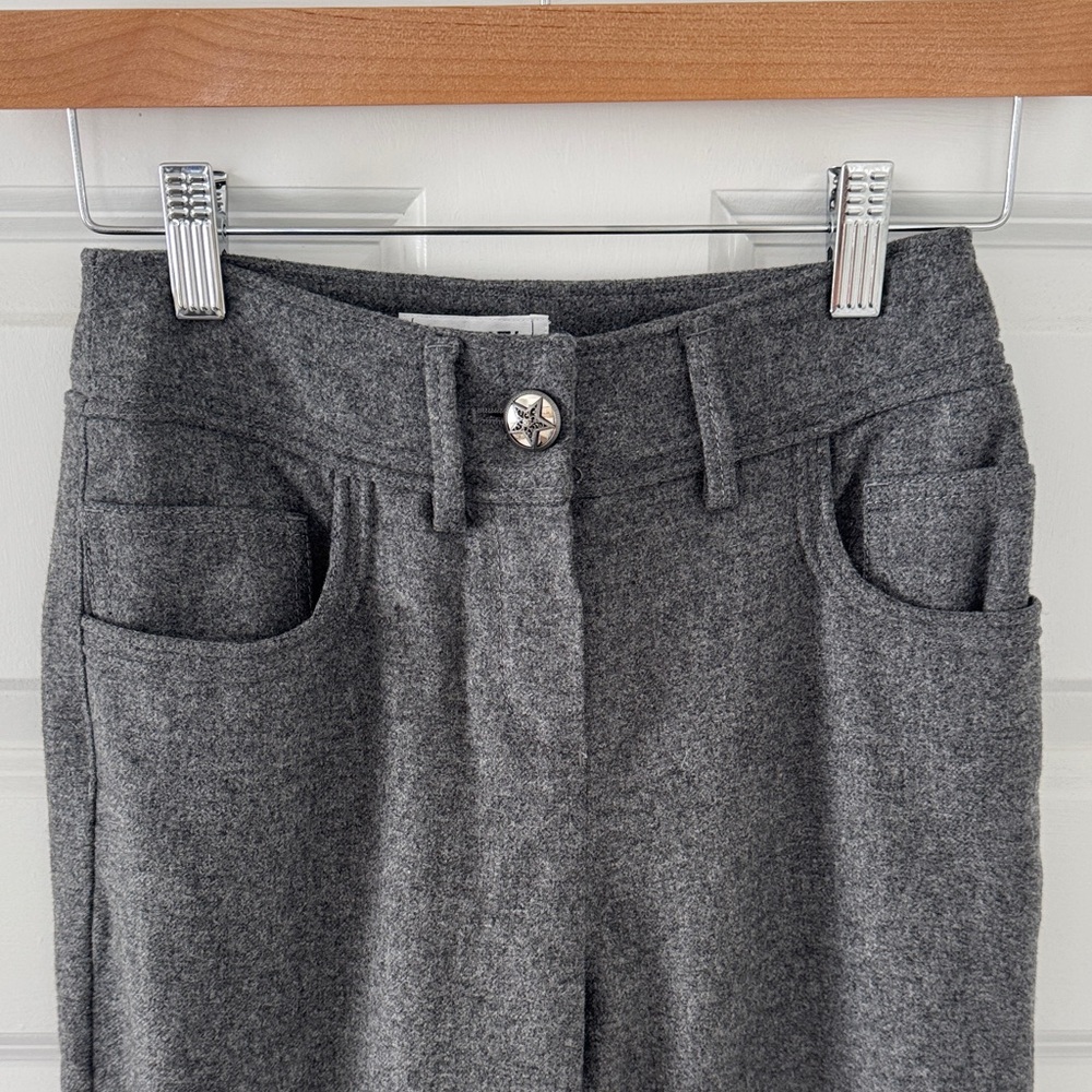 Vintage CHANEL 100% Wool Gray Straight Leg Pants - Picture 4 of 13